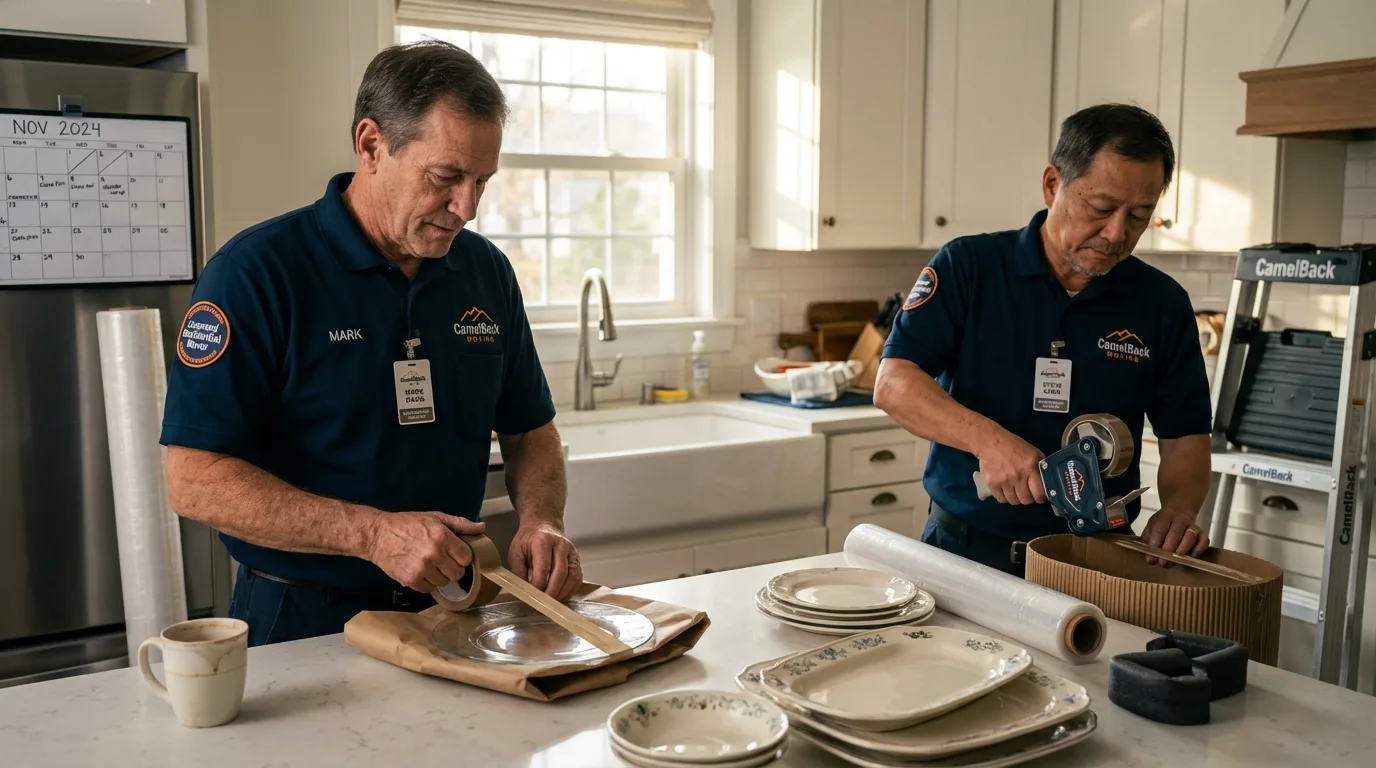 Professional crew packing kitchen dishware in Hillside, IL